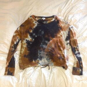 BKE Tie-Dye Sweatshirt in Black, Brown, and Tan